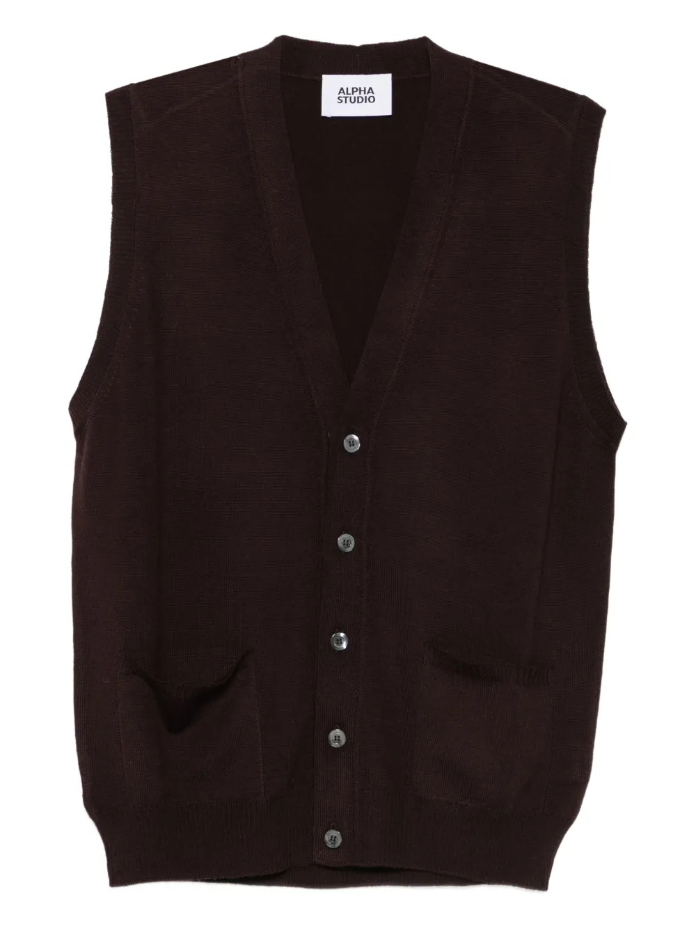 ALPHA STUDIO button-down knitted vest | Brown | Image 1