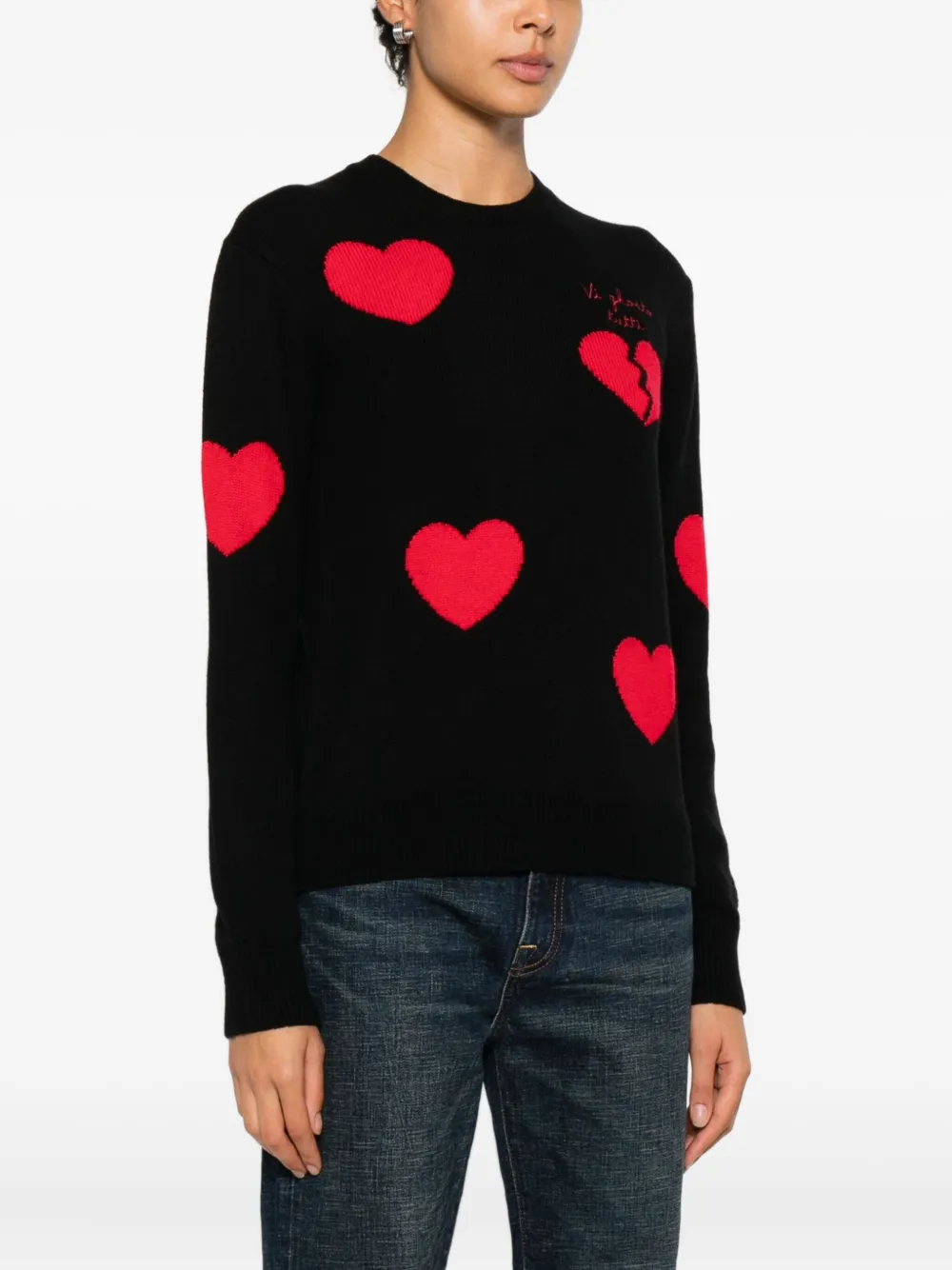 Mc2 Saint Barth Heart-graphic Sweater In Black