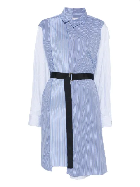 sacai striped belted shirt dress