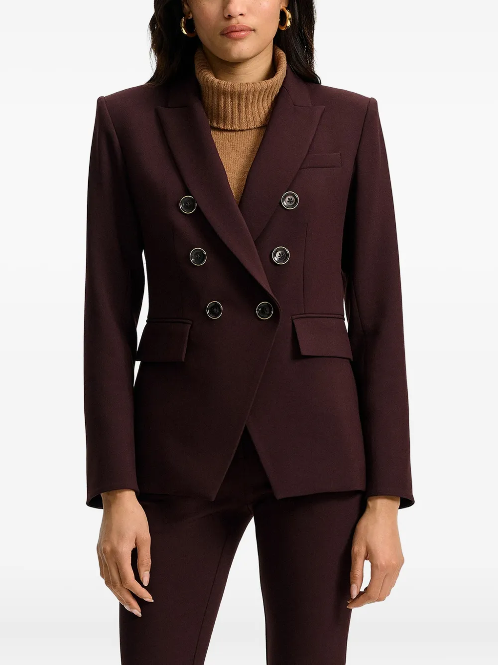 Veronica Beard Miller Dickey Double-breasted Woven Blazer In Red