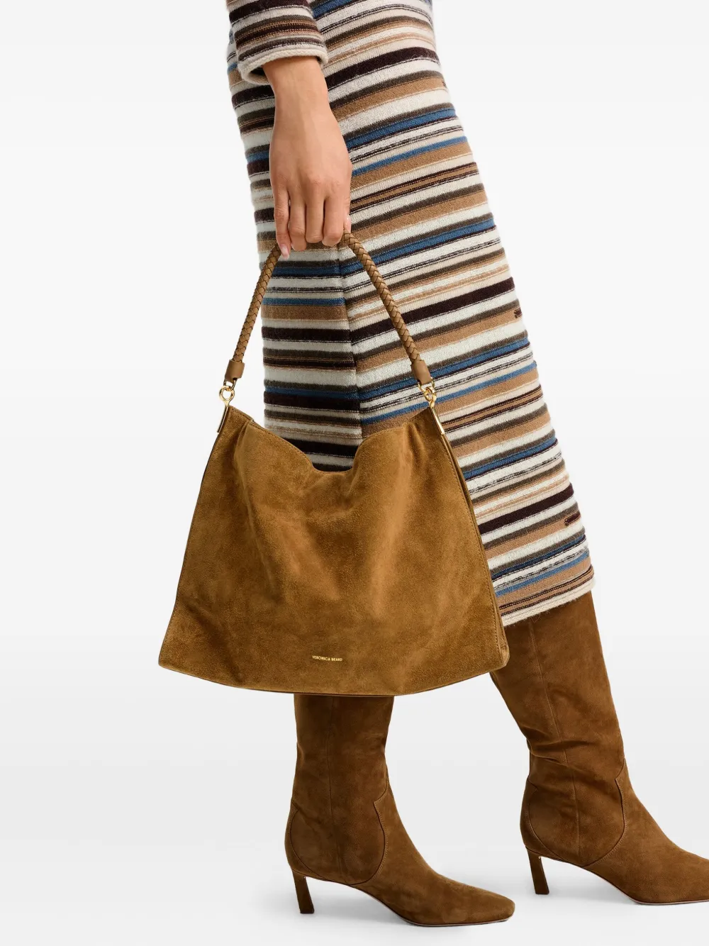 Veronica Beard braided handle shoulder bag - Bruin