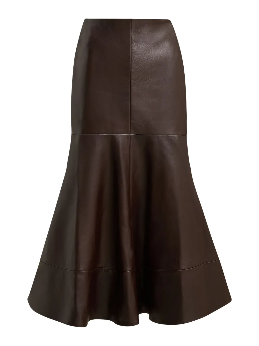 Brandon Maxwell Preston Leather Midi Skirt In Brown