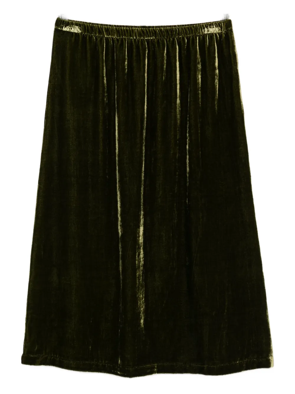 Laura Urbinati Elasticated-waist Velour Midi Skirt In Green