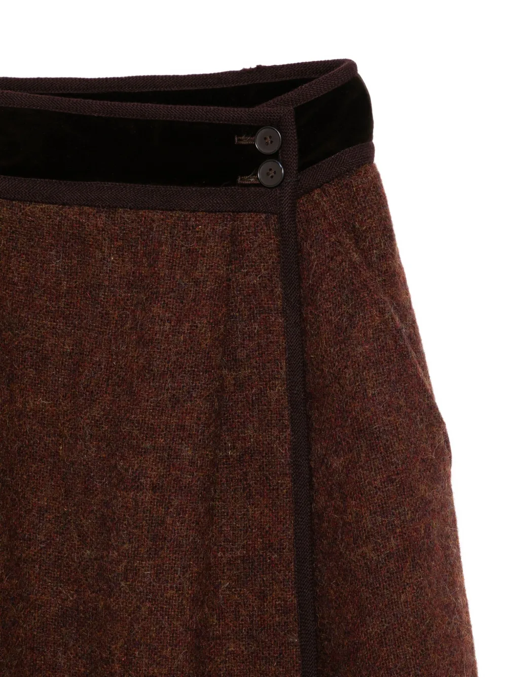 Pre-owned Saint Laurent 1970s Wool A-line Skirt In Brown
