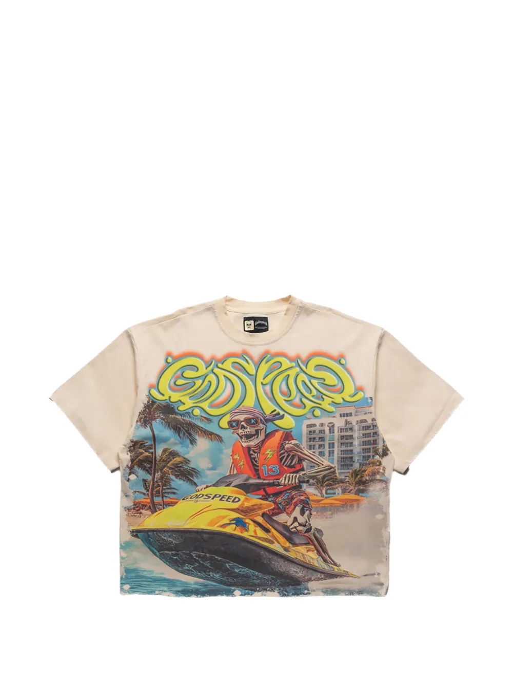 GODSPEED Wave Runner T-shirt met grafische print Beige
