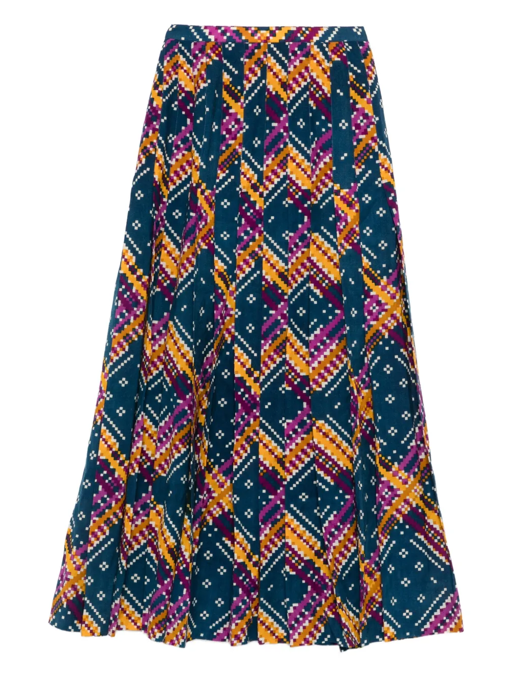 Pre-owned Saint Laurent 1970s Pleated Skirt In Blue