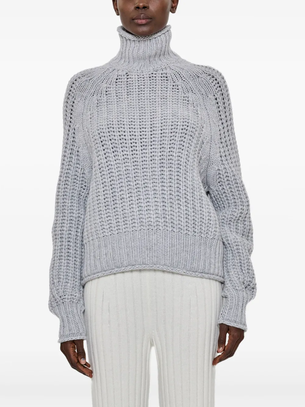 arch4 pull en maille ajourée à col roulé | gris | Image 1
