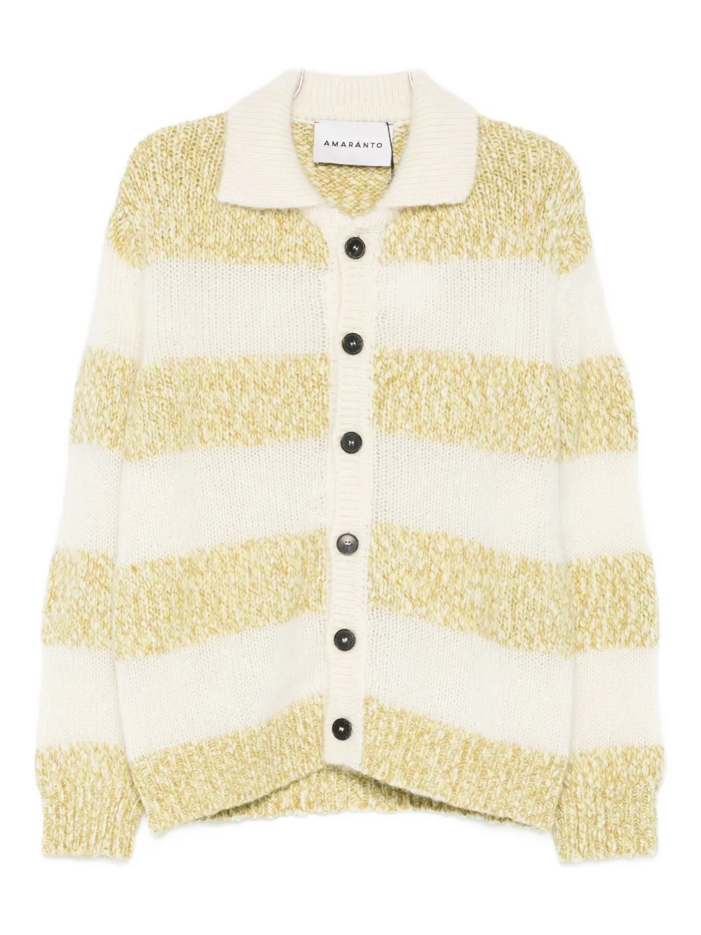 AMARÁNTO striped polo-collar cardigan | Green | Image 1