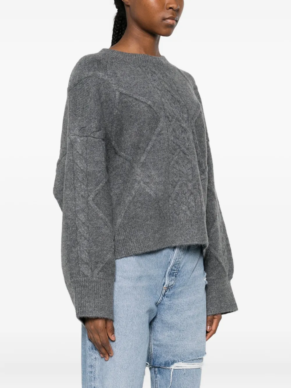 IRO Kabelgebreide trui Grijs