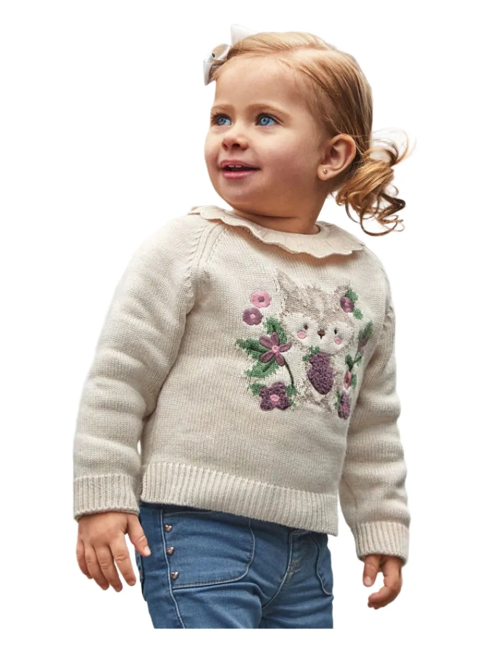 Mayoral Floral Night Sweater In Neutral
