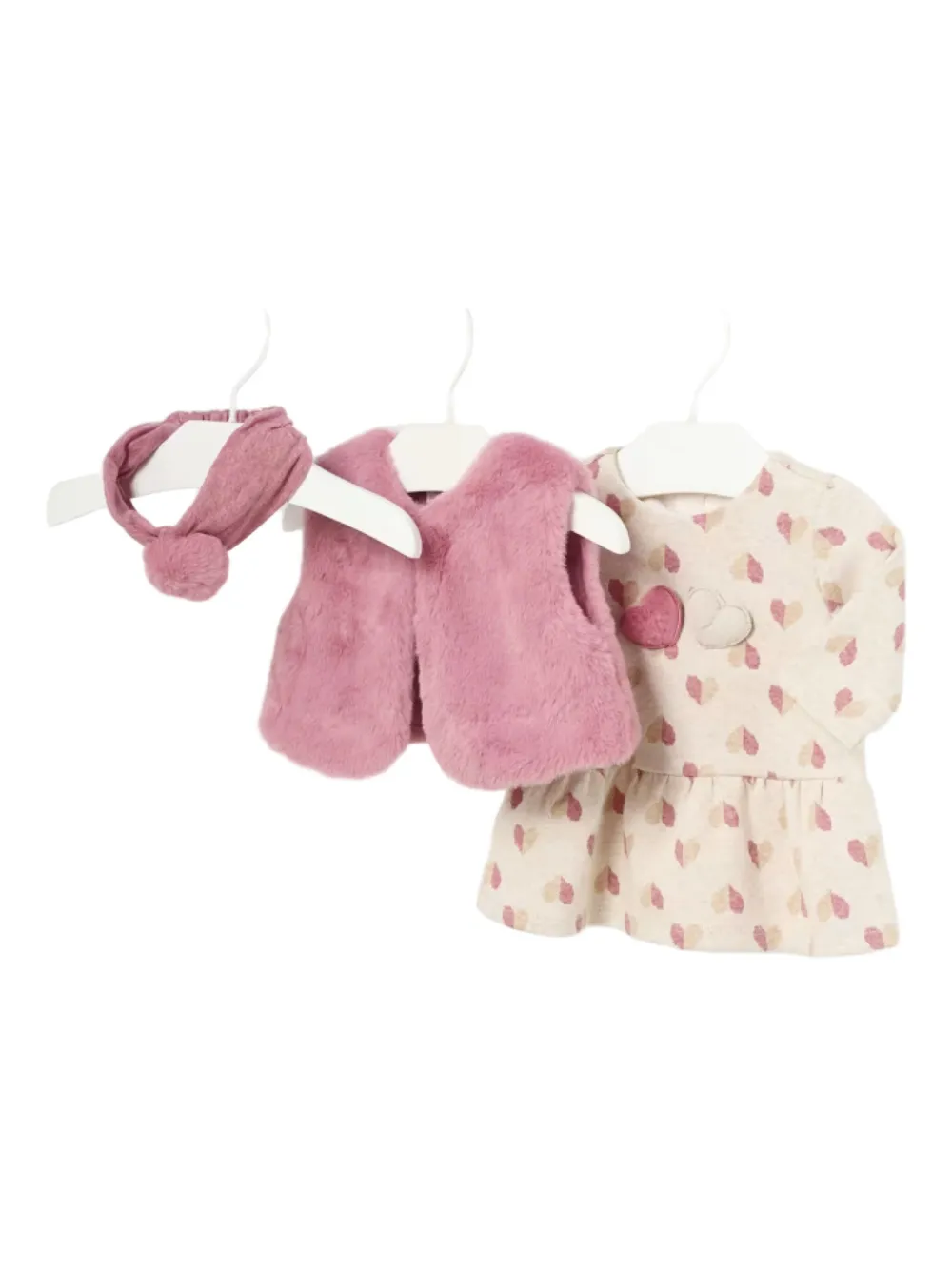 Mayoral heart faux fur set dress - Beige