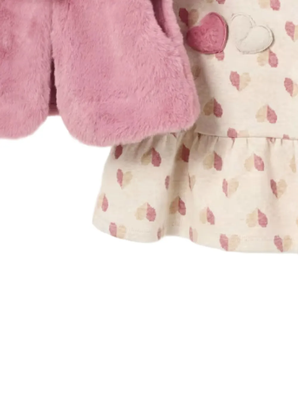 Mayoral Jurkset met imitatiebont en hart Beige