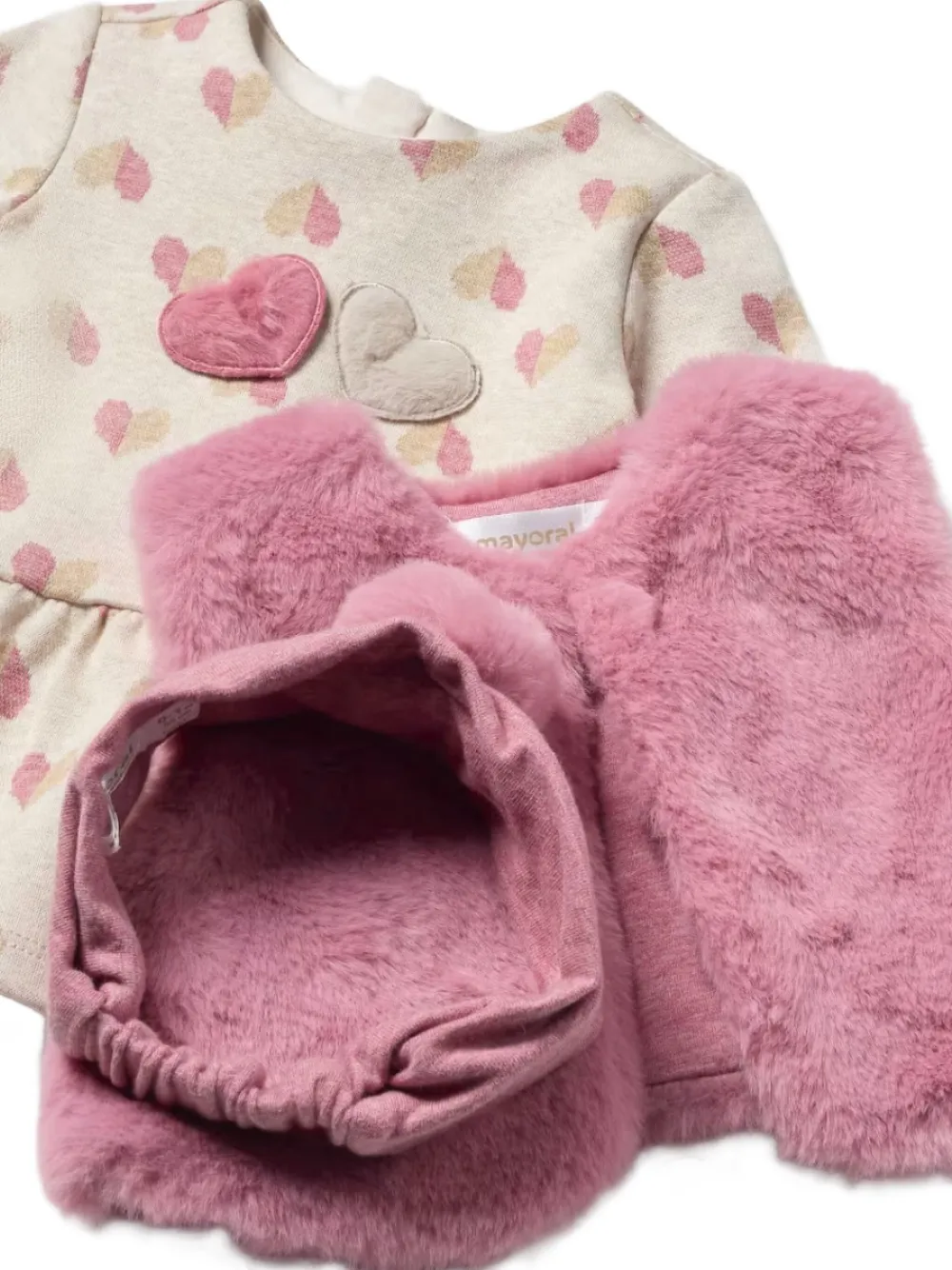 Mayoral Jurkset met imitatiebont en hart Beige