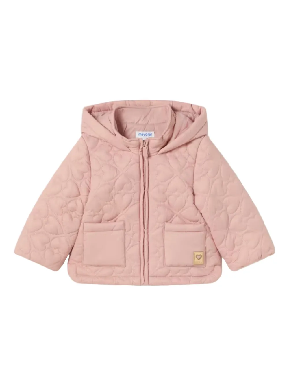 Mayoral Quilted-heart Jacket In Pink