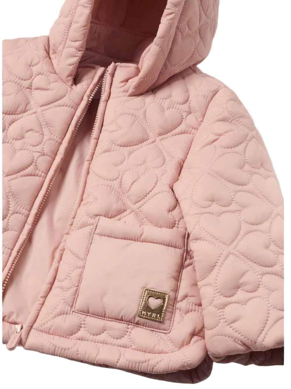 Mayoral Quilted-heart Jacket In Pink