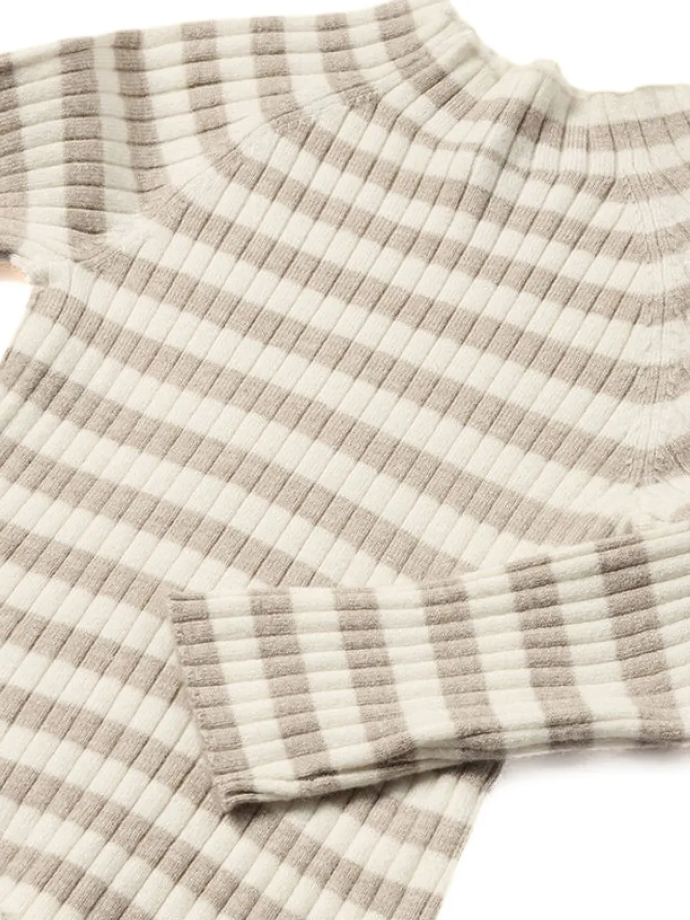 Mayoral Gestreepte top met hoge ronde hals Beige