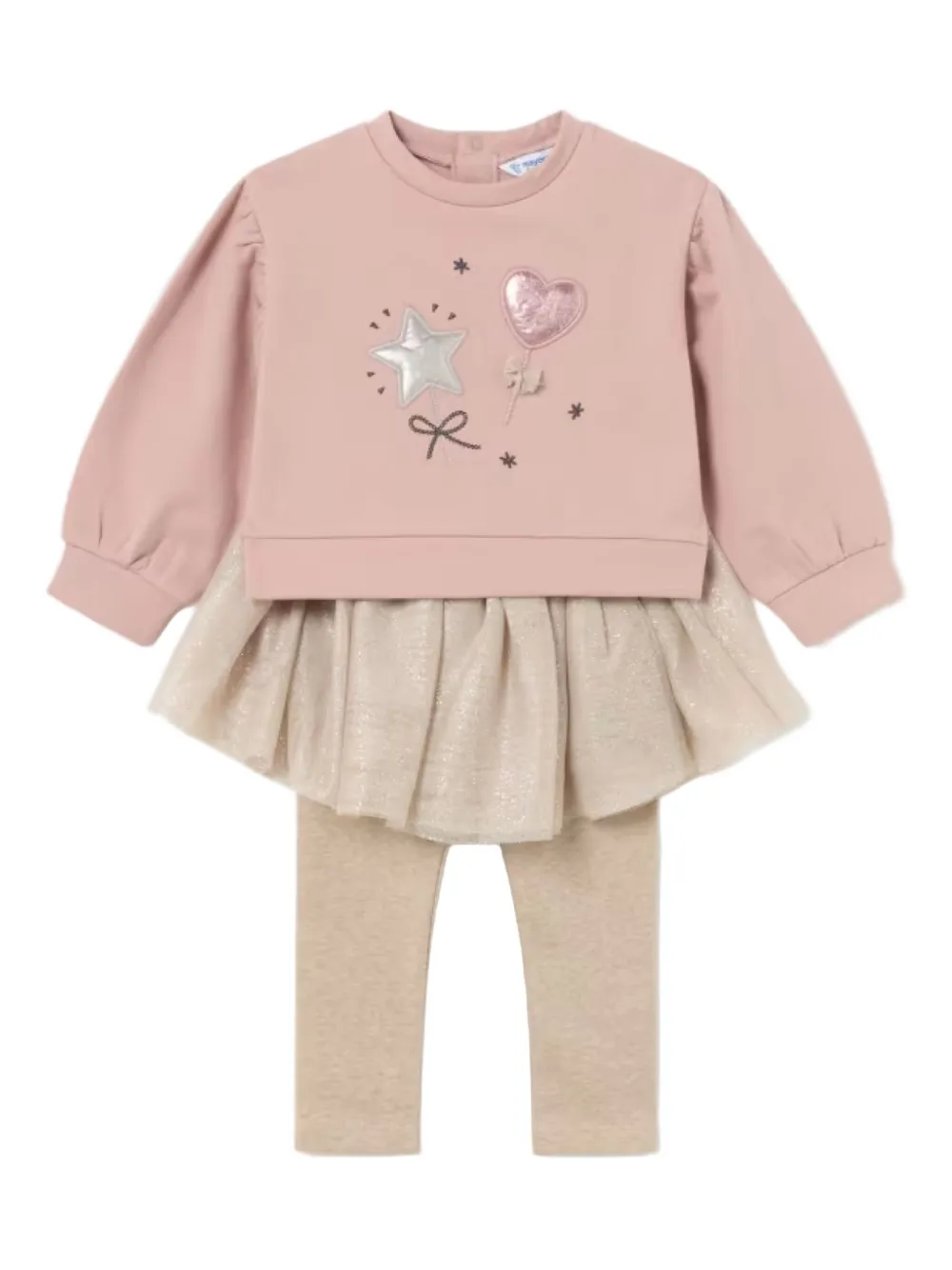 Mayoral Star Heart Baby Set In Neutral