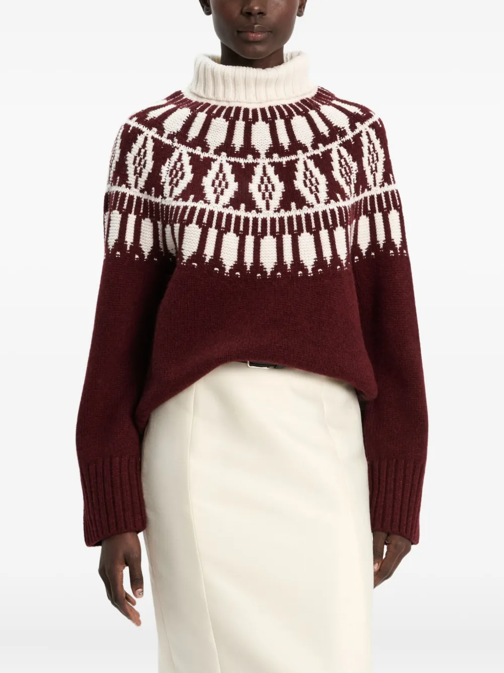 arch4 patterned roll-neck jumper | Red | Image 1