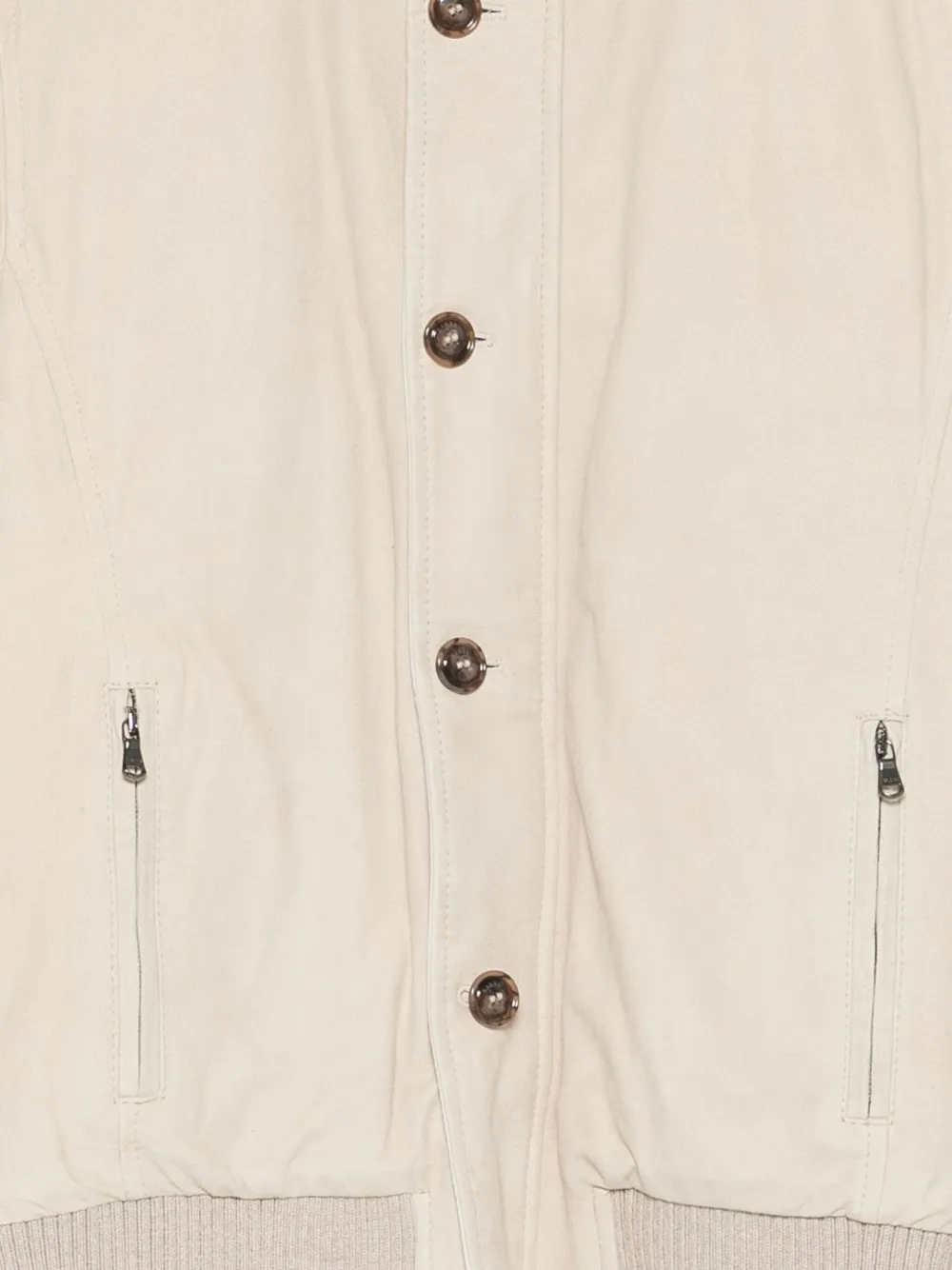 Barba Napoli Panna Tailored Jacket With High Collar And Zippered Pockets In Neutral