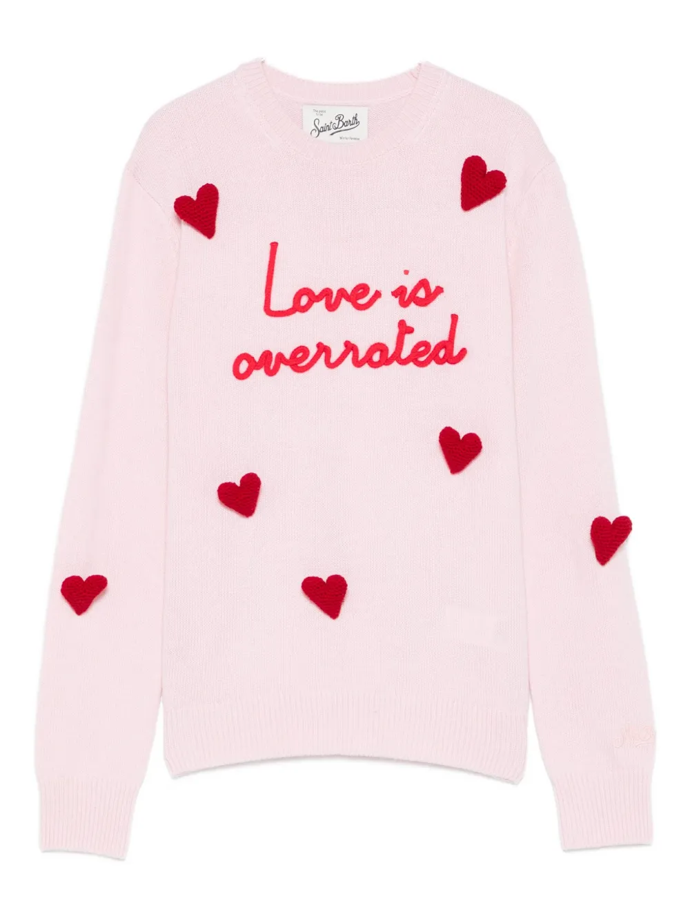 Mc2 Saint Barth Heart-embroidered Sweater In Pink