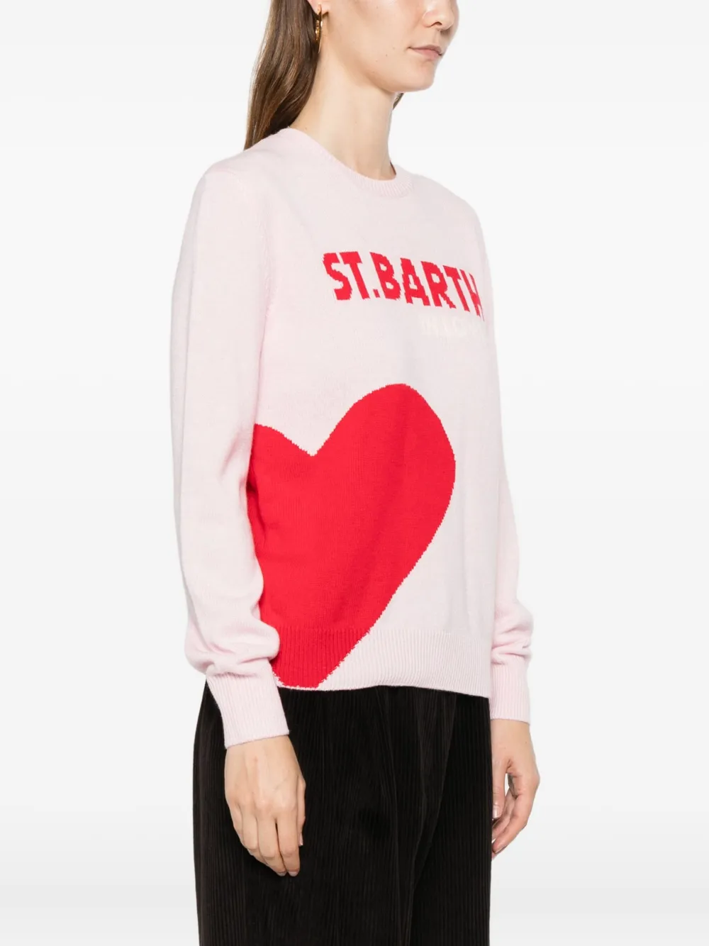 Mc2 Saint Barth Heart Intarsia St Barth Sweater In Pink