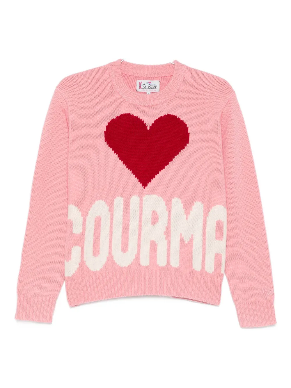 Mc2 Saint Barth Kila Courma Heart Knit Sweater In Pink