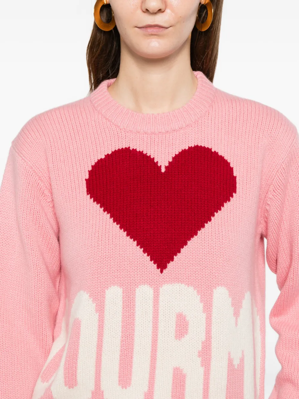 Mc2 Saint Barth Kila Courma Heart Knit Sweater In Pink