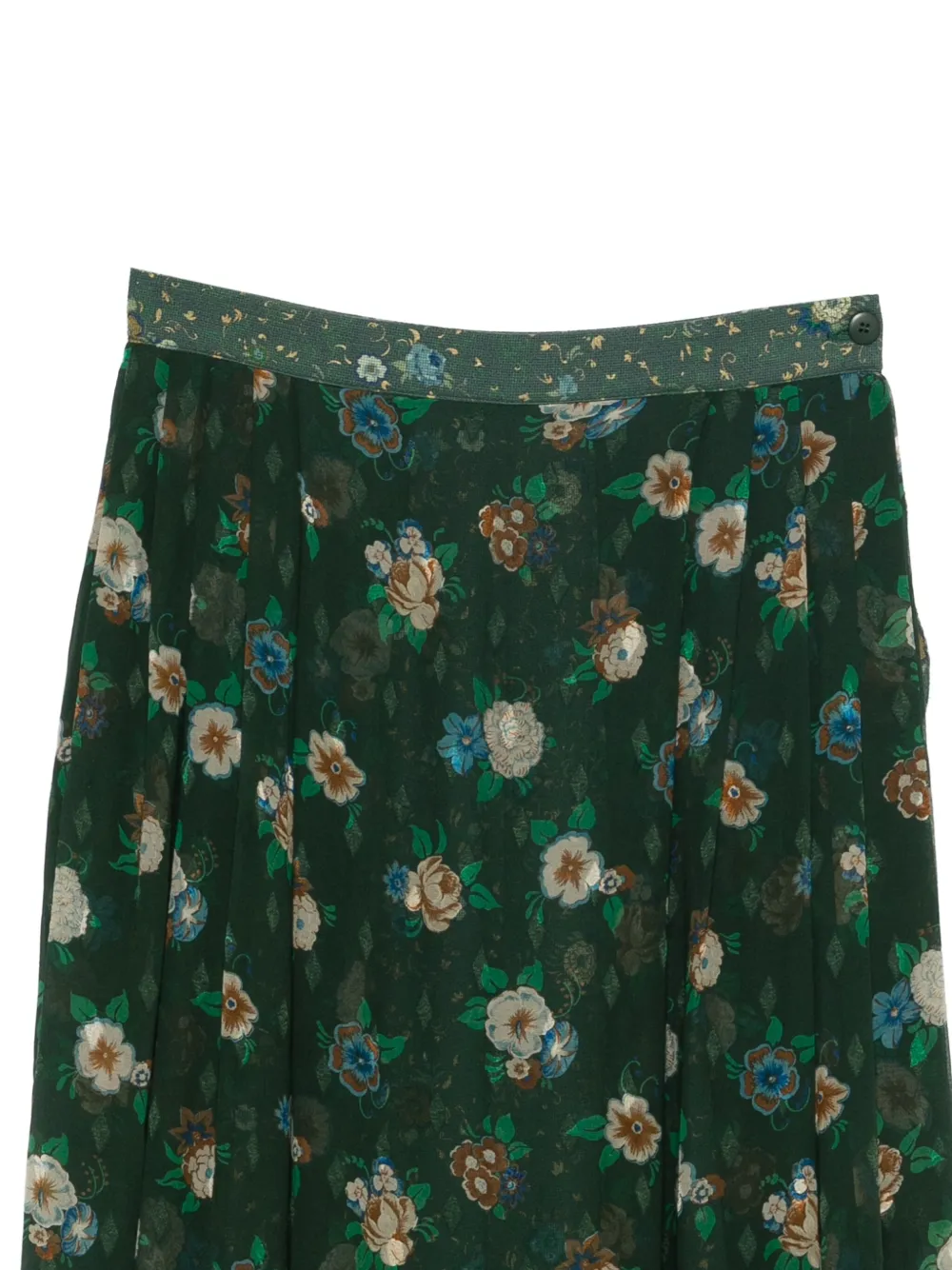 Pre-owned Versace Floral-print Skirt In Green