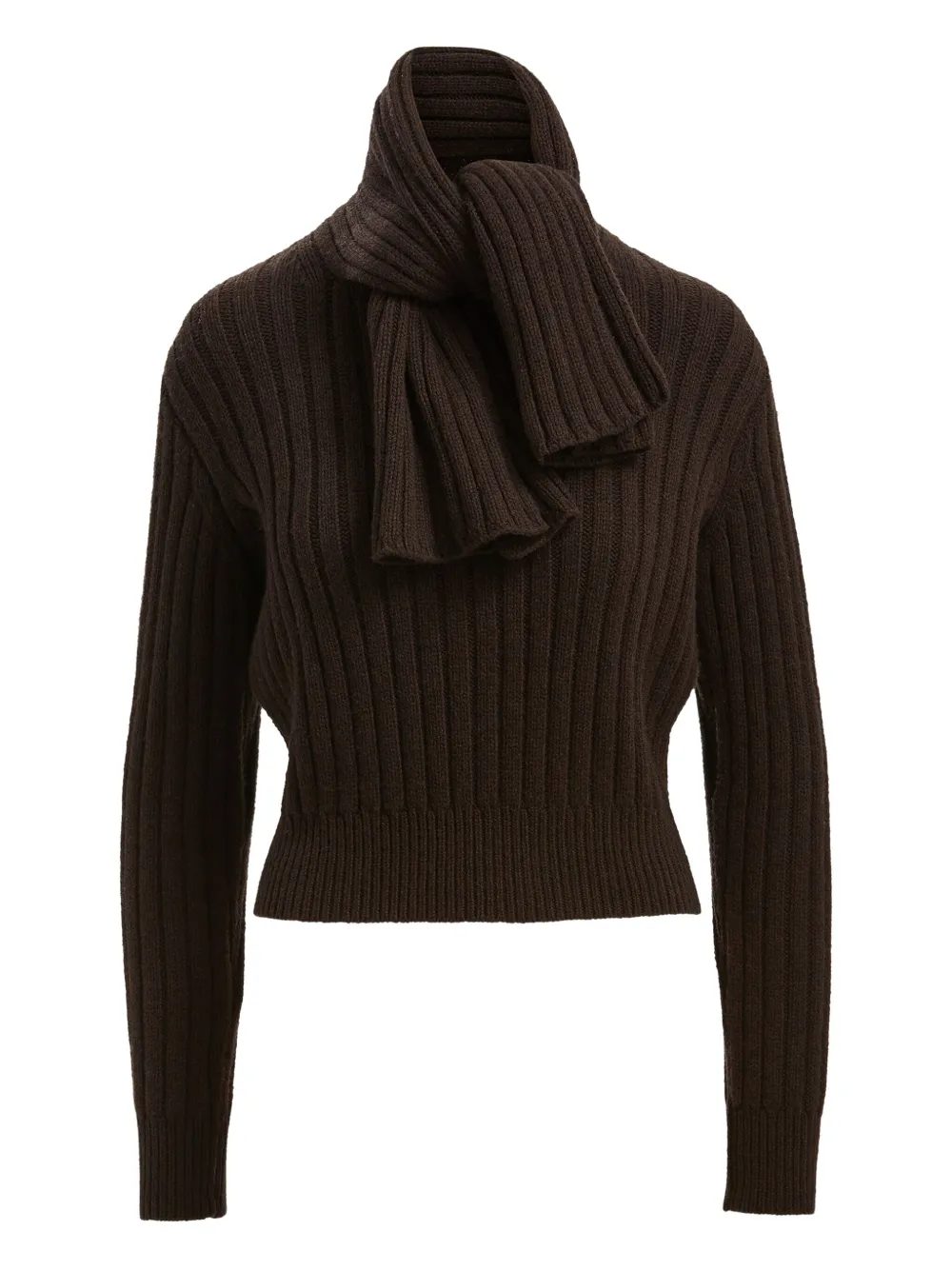Brandon Maxwell The Ryan scarf-detail ribbed jumper | Brown | Image 1