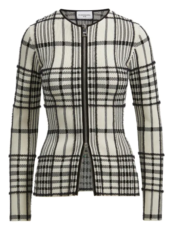 Brandon Maxwell Greer Zip-front Cardigan in Neutrals