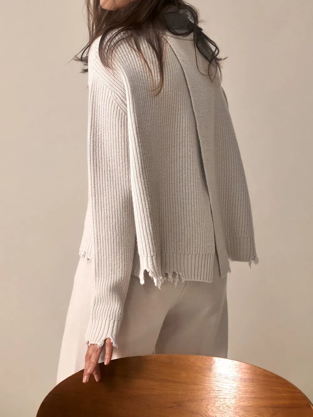 Philo-sofie Ribbed Frayed Sweater In Neutral