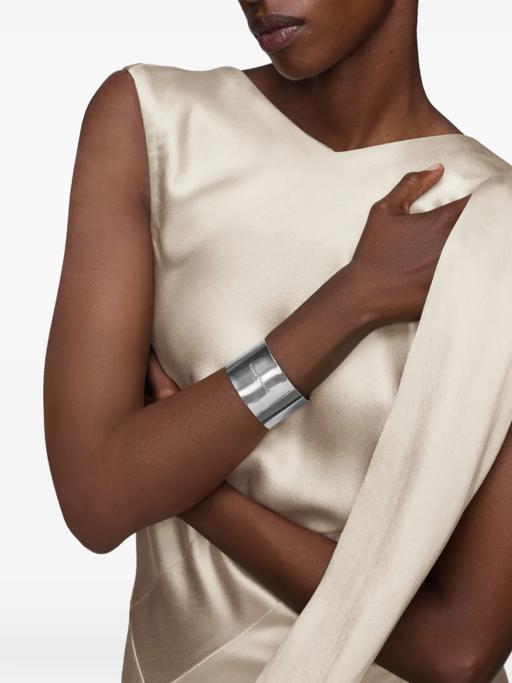 Maison Margiela Bracciale rigido con logo - Argento