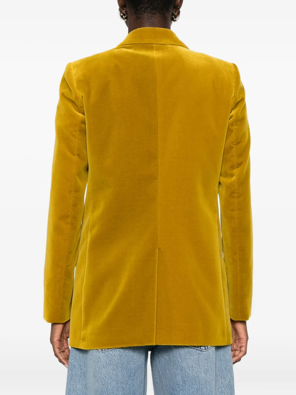 Blazé Milano Velvet Blazer In Yellow