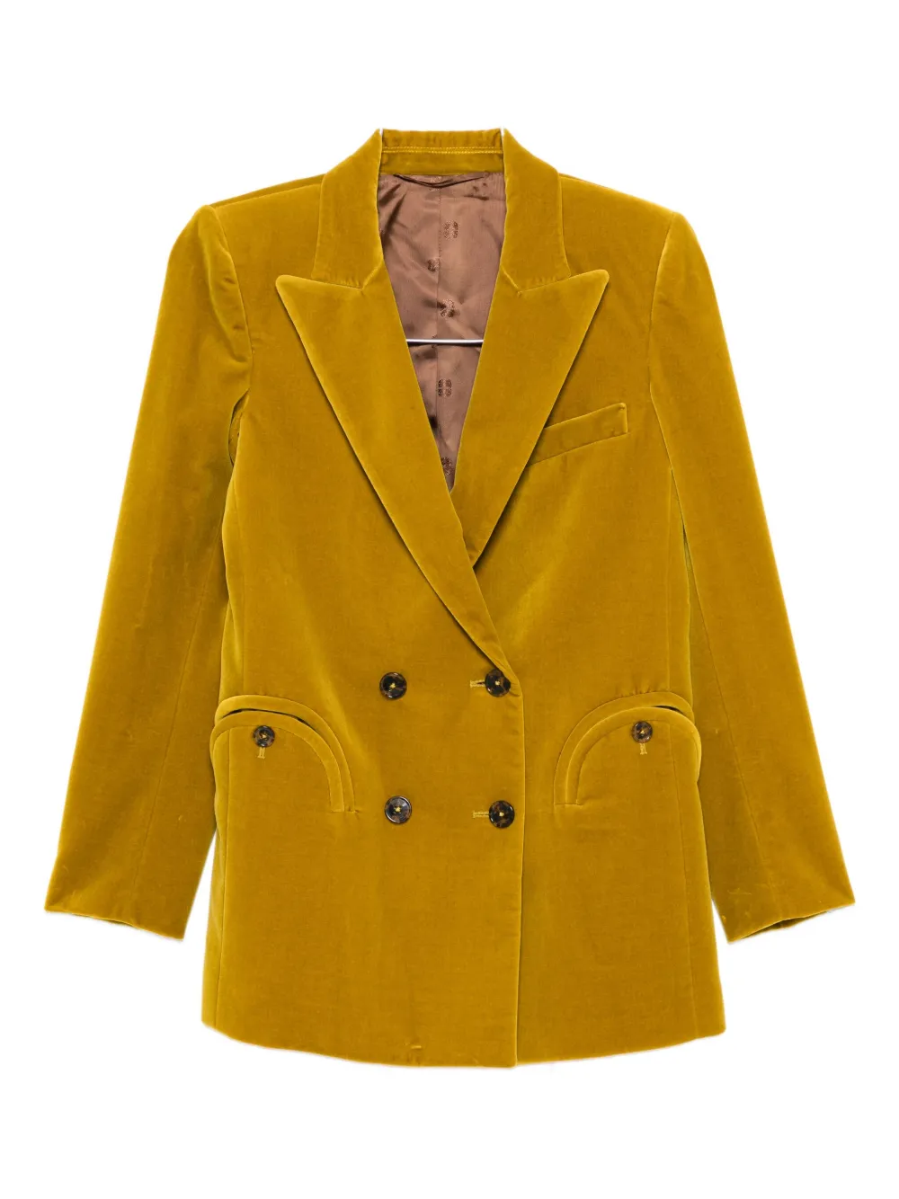 Blazé Milano Velvet Blazer In Yellow