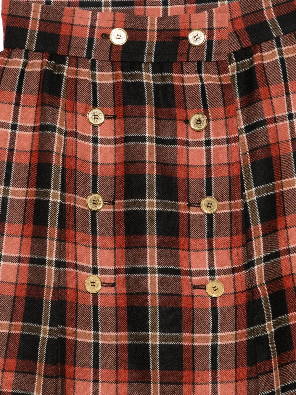 Pre-owned Saint Laurent 1970s Checked Wool Skirt In Red