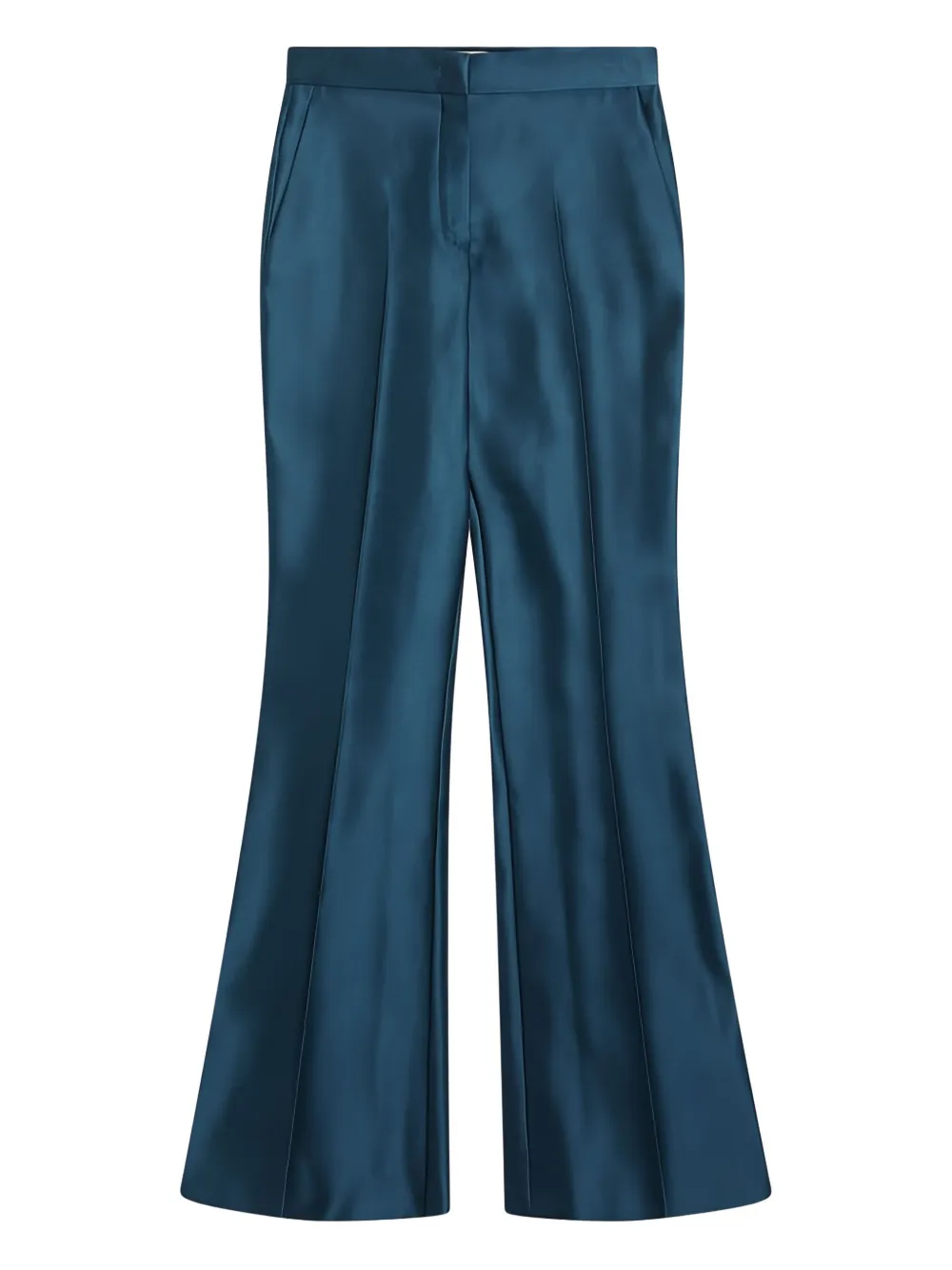 Fendi Teal Blue Duchess Satin Trousers Women In Blue