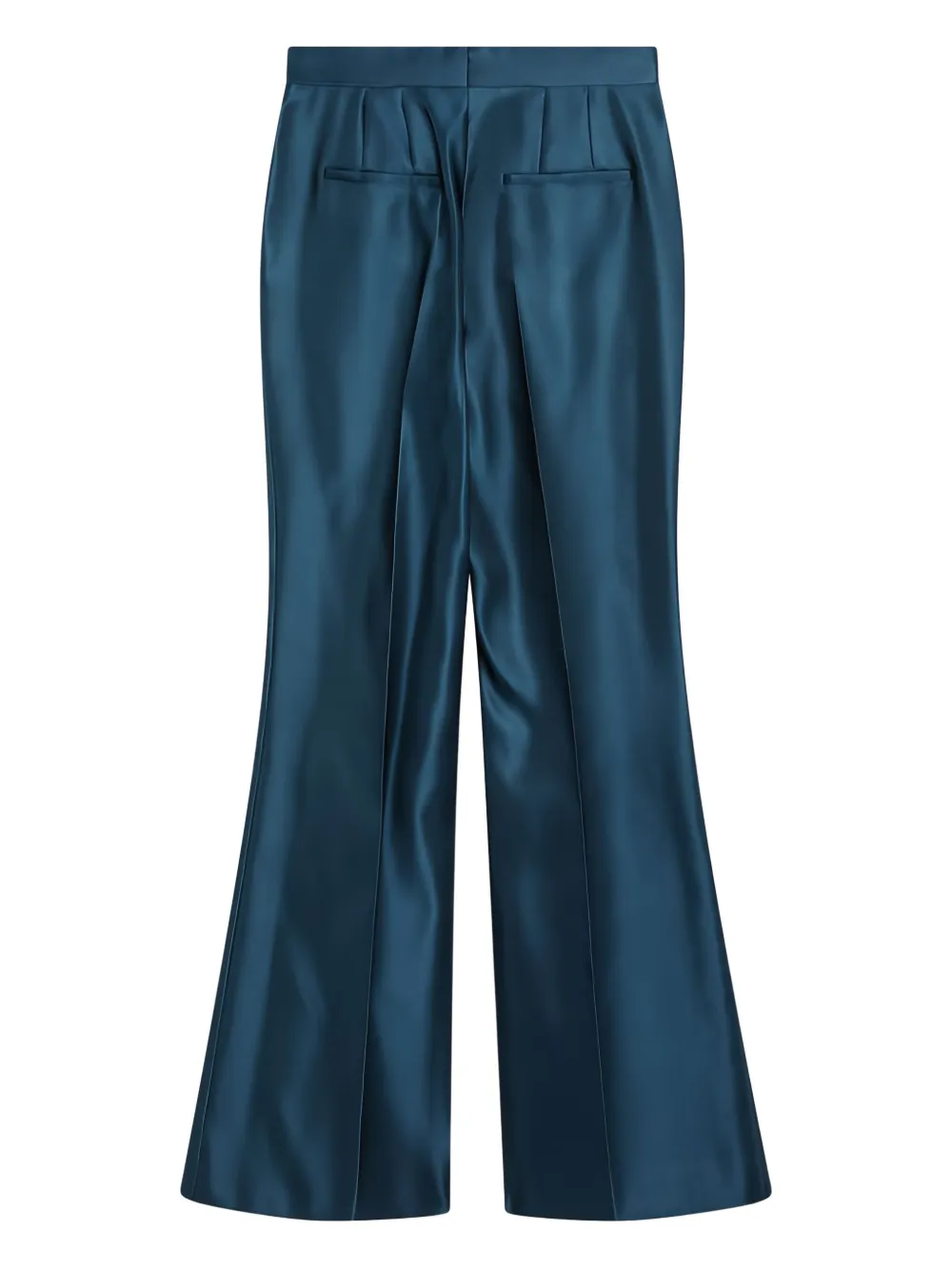 Fendi Teal Blue Duchess Satin Trousers Women In Blue