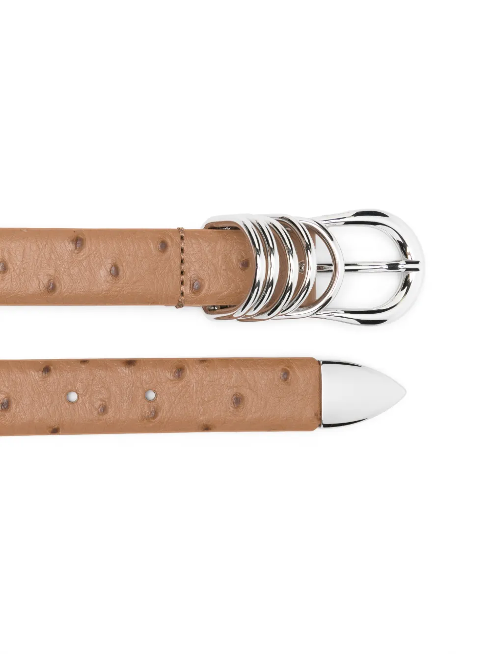 D&eacute;hanche Hollyhock riem met struisvogelreli&euml;f - Bruin