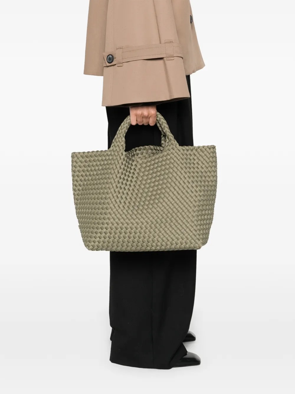 NAGHEDI medium St. Barths woven tote bag - Groen