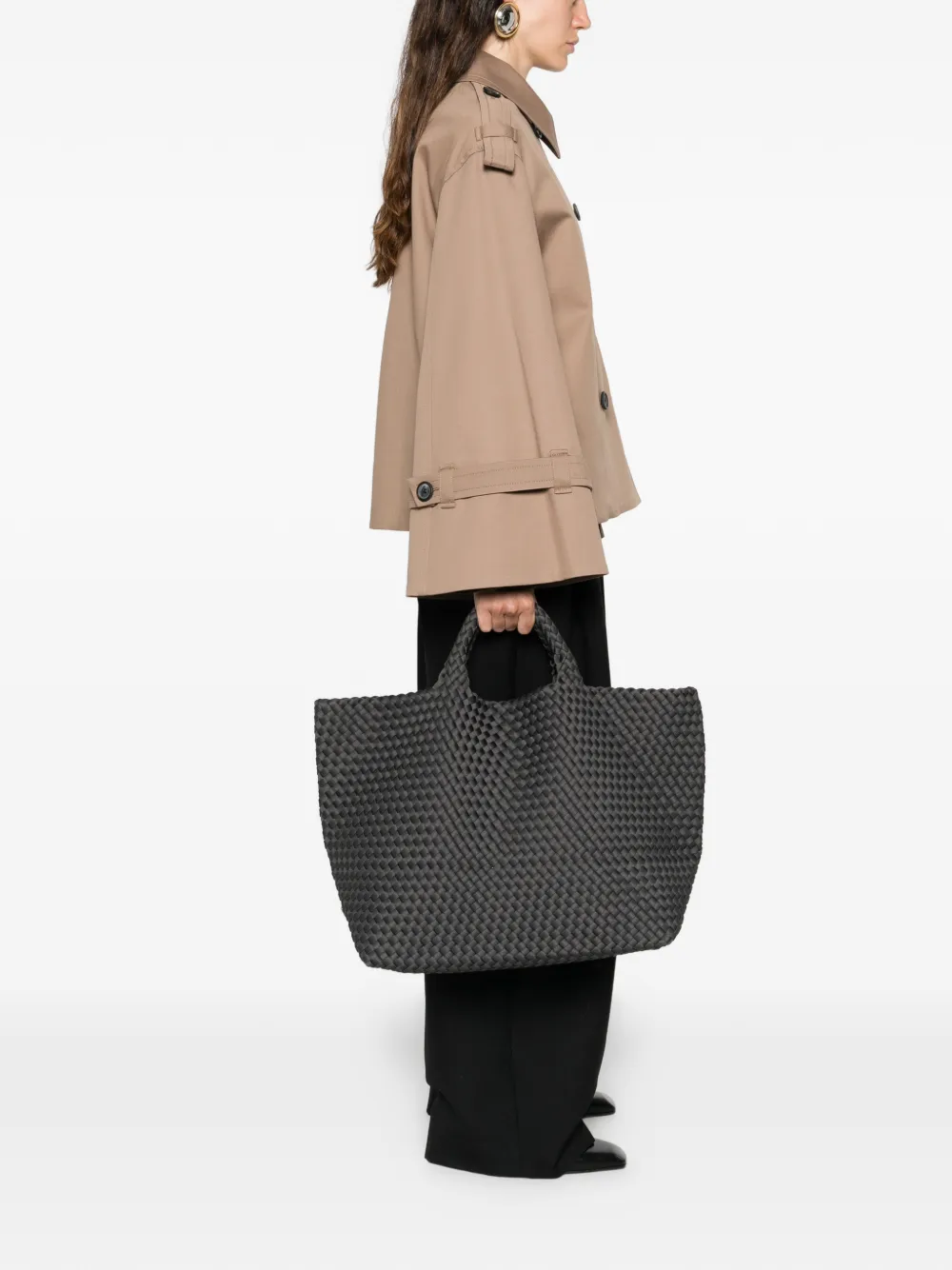 NAGHEDI large St. Barths woven tote bag - Zwart