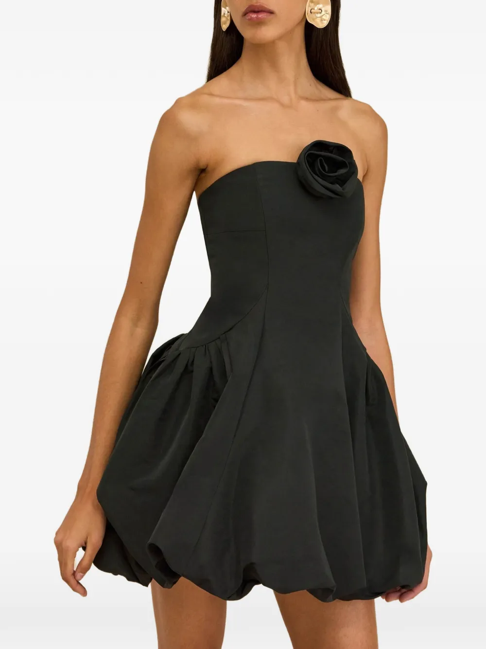 Cult Gaia flower strapless mini dress - Nero
