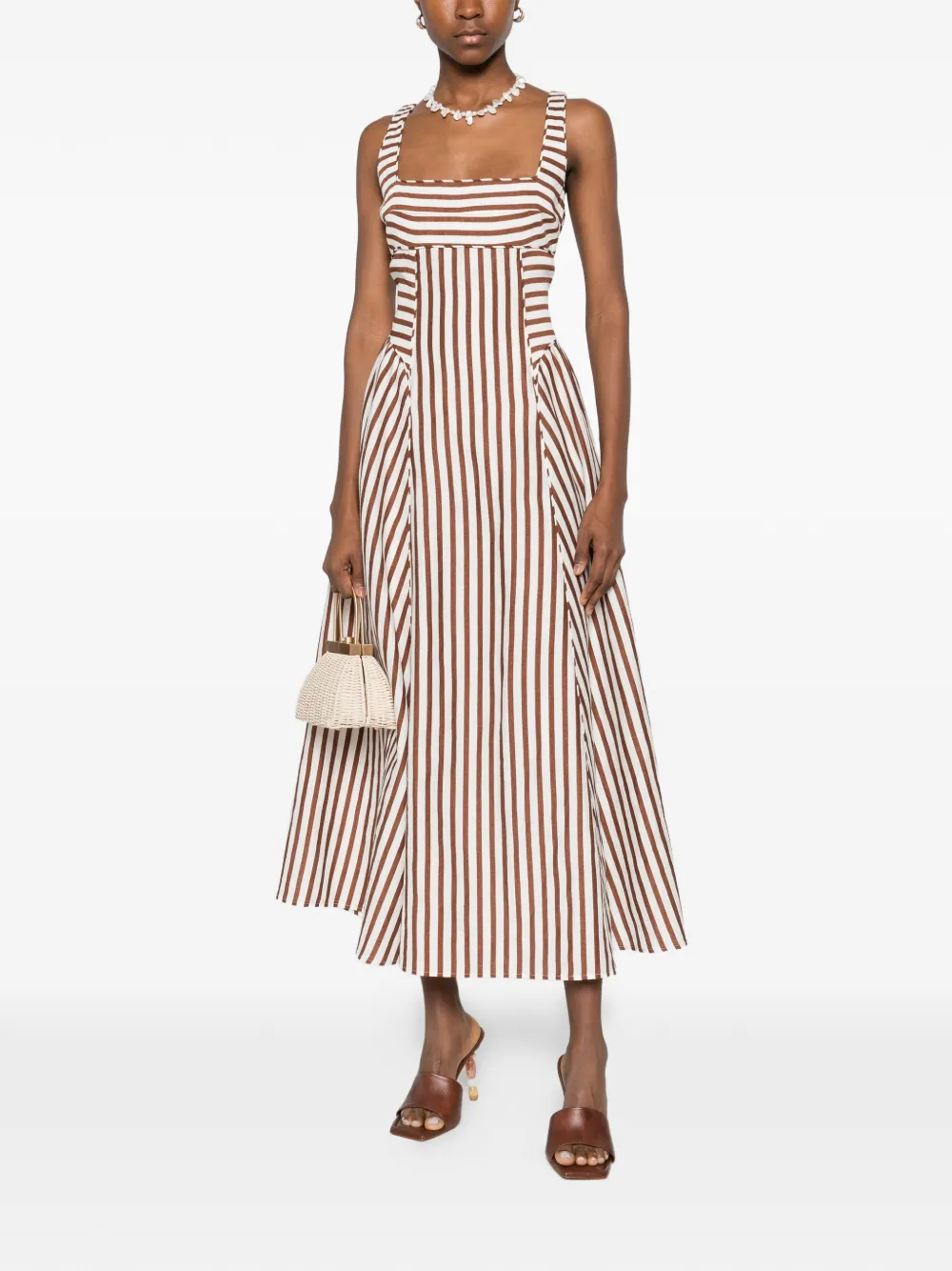 Cult Gaia Carla striped midi dress - Wit