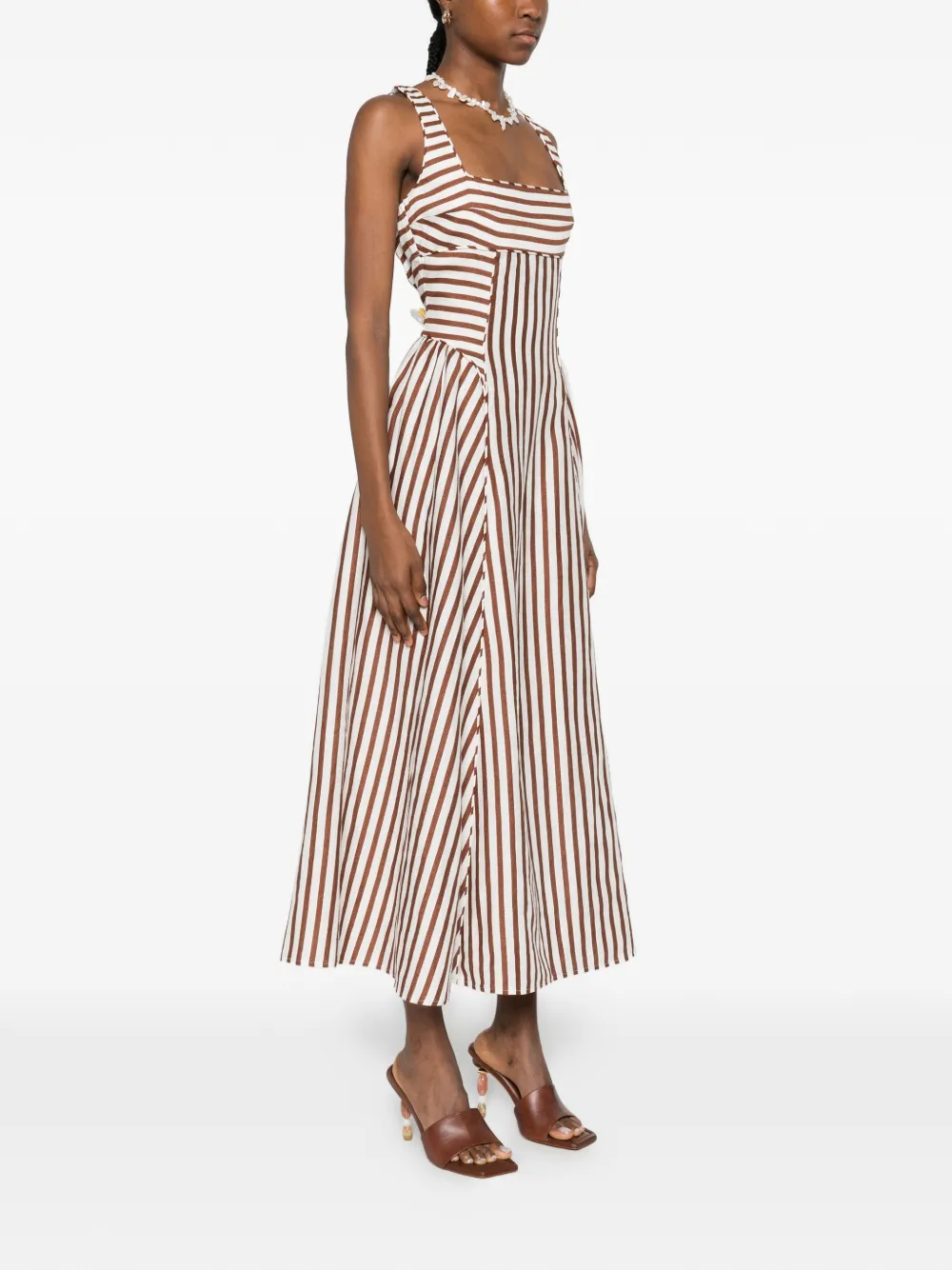 Cult Gaia Carla gestreepte midi-jurk Wit