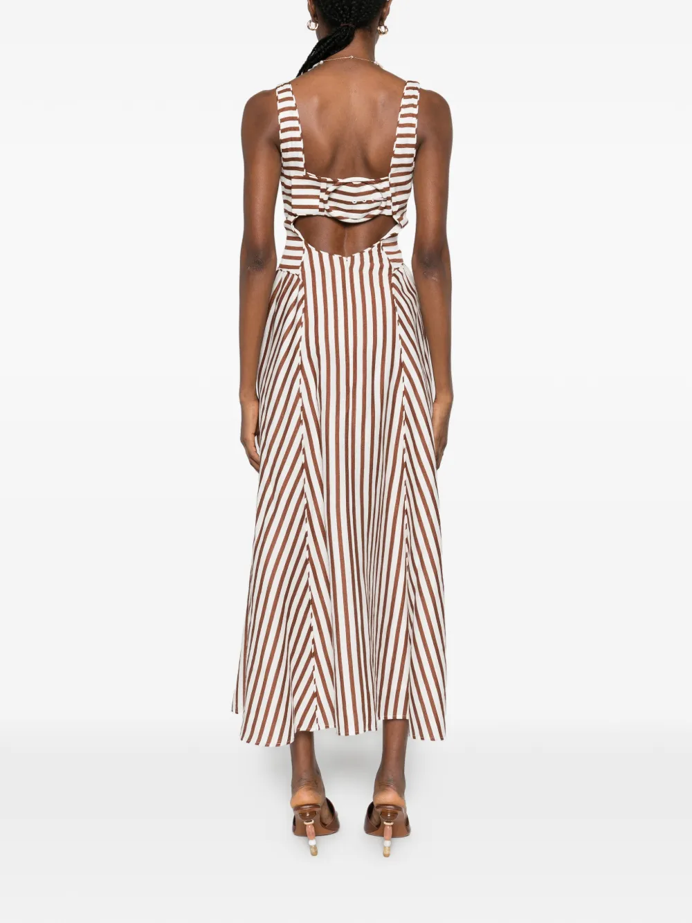 Cult Gaia Carla gestreepte midi-jurk Wit
