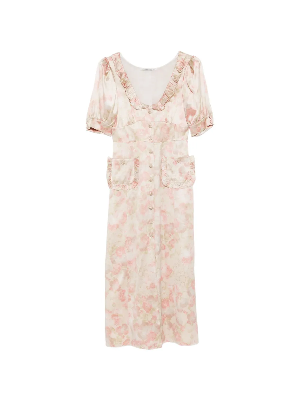Alessandra Rich ruffled floral-print silk midi dress - Toni neutri