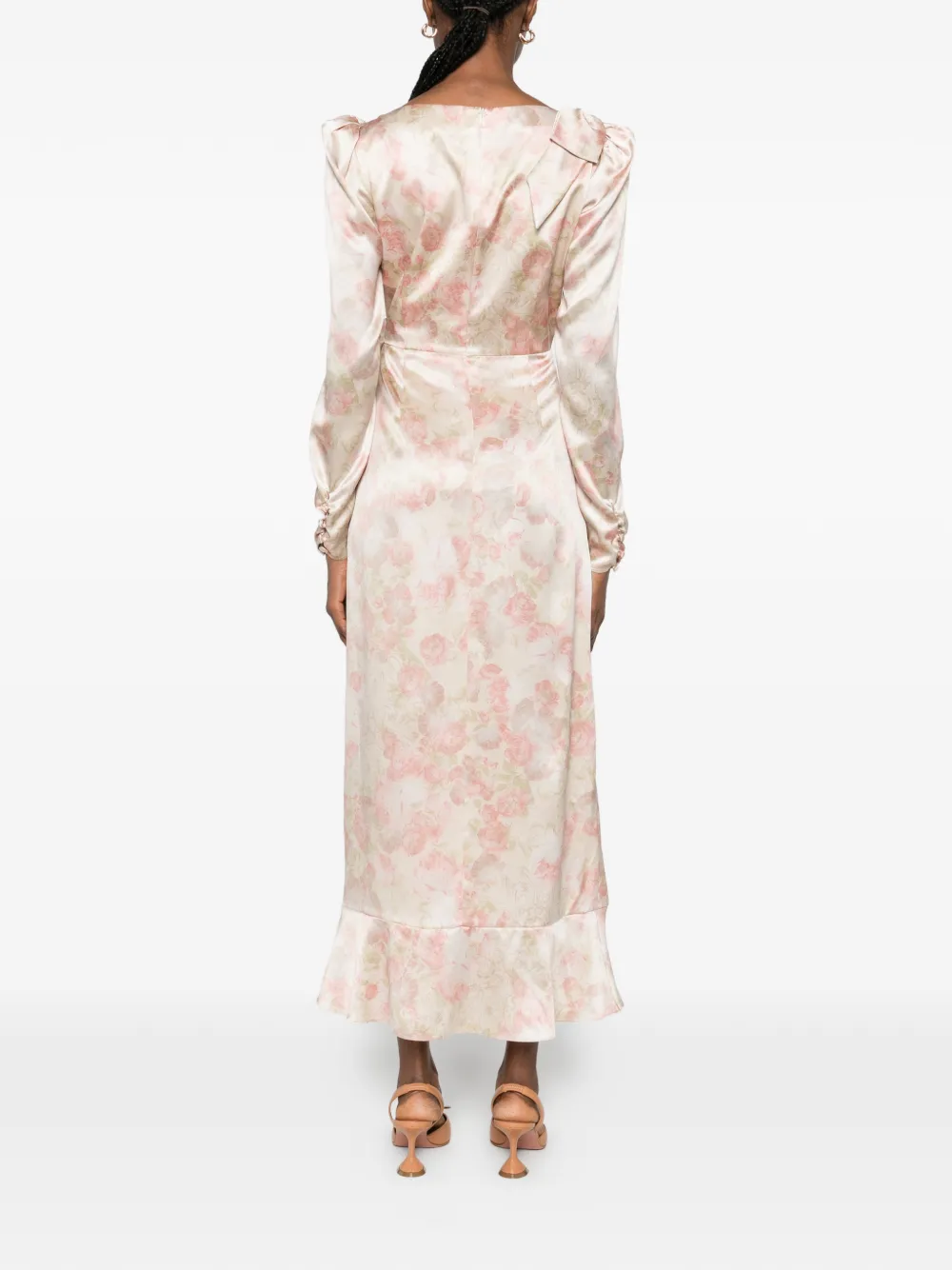 Alessandra Rich Zijden midi-jurk Beige