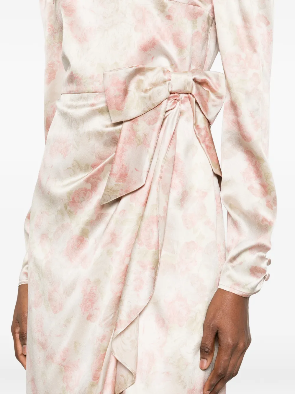 Alessandra Rich Zijden midi-jurk Beige