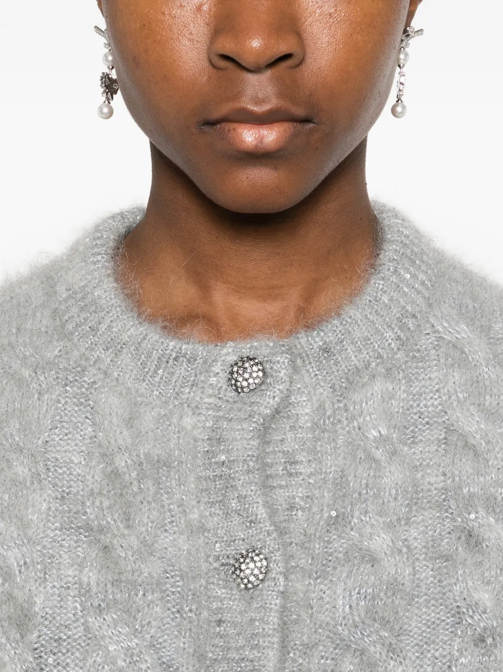 Alessandra Rich Kabelgebreid vest Grijs