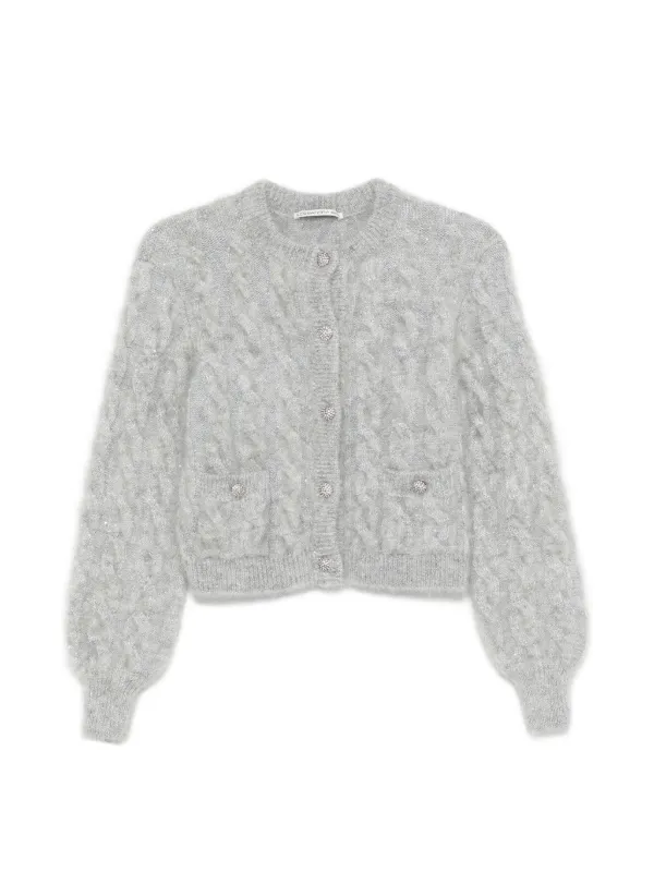 Alessandra Rich Cable-knit Cardigan in Grey