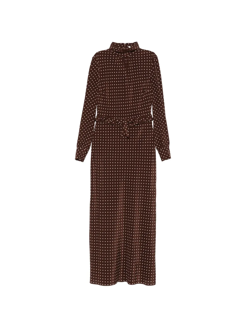 Alessandra Rich polka dot print high-neck midi dress - Marrone